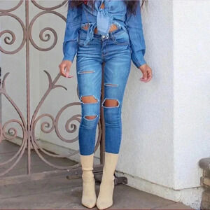 All cut out jeans